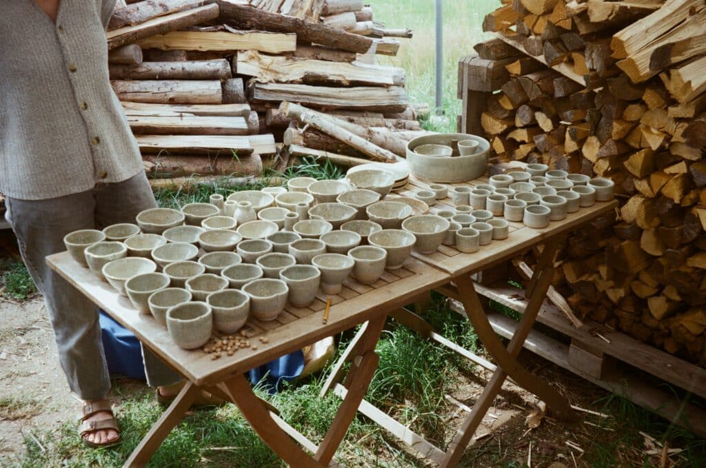 unloading food fired kiln celadon reduction